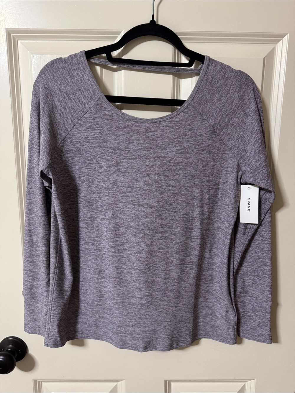 SPANX Heather Lavender Long Sleeve Scoop Neck Pullover
